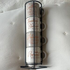 Hobby Lobby White and Brown Stacked Mugs Set